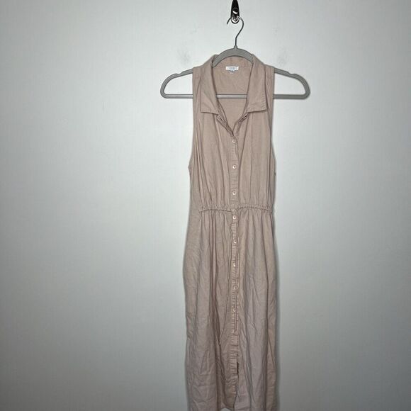 Tavik+ Womens Dress Large Button Front Tie Waist Midi Collared Linen Rayon Blend - Picture 3 of 15